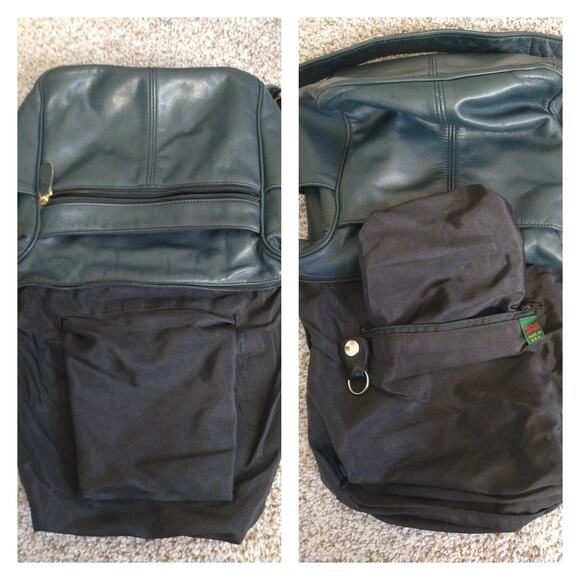 SAS Navy Blue Leather Hobo Crossbody Bag • Adjustable Strap - Picture 10 of 12